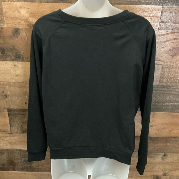 Active LA Sweatshirt Top Crew Neck Long Sleeves Black 82 in Gold Sequins Medium - Picture 9 of 10